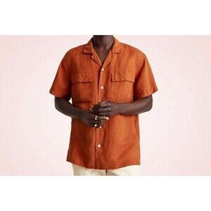Madewell Men's Button Up Short Sleeve Easy Fit Shirt in Terracotta Size XL NWT!!